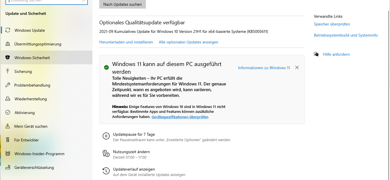 Update auf Windows 11