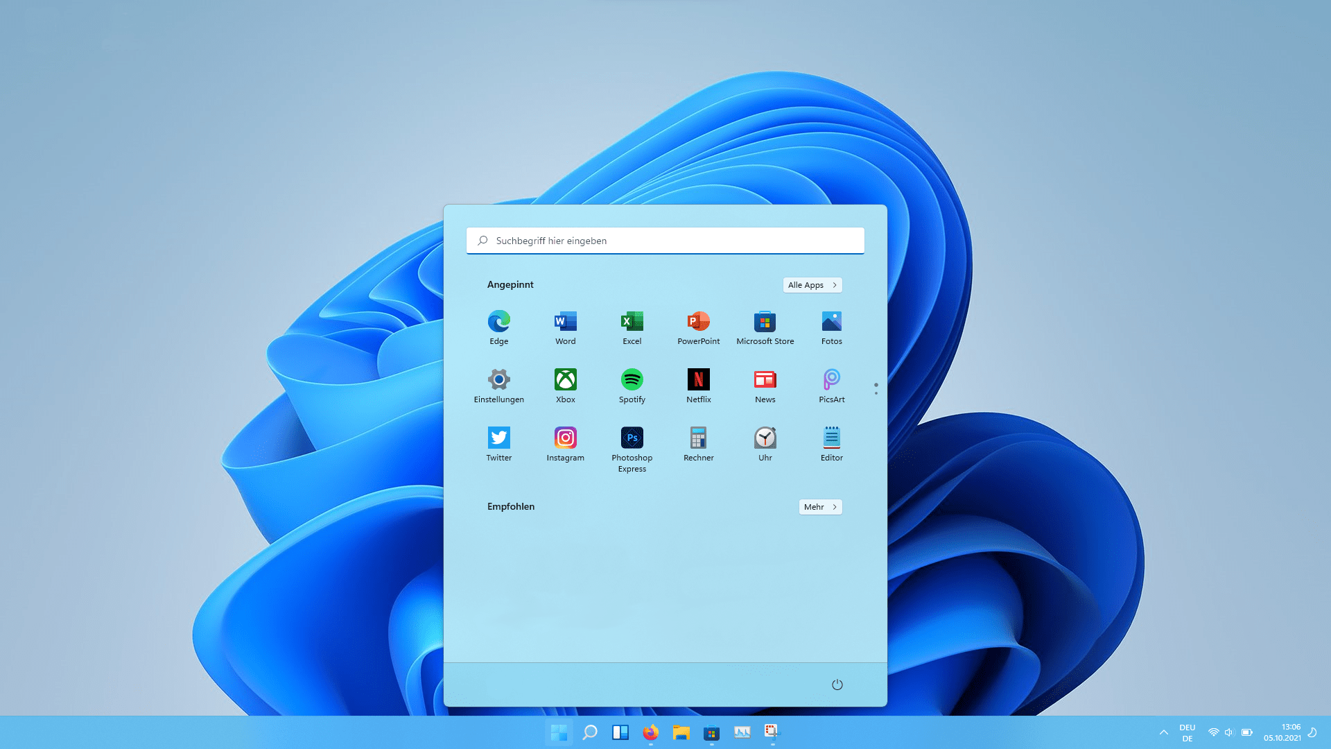Desktop mit Startbildschirm