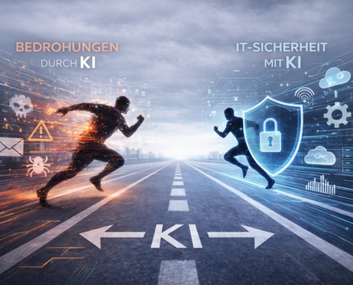 Darstellung eines Wettlauf zwischen Angriff und Verteidigung